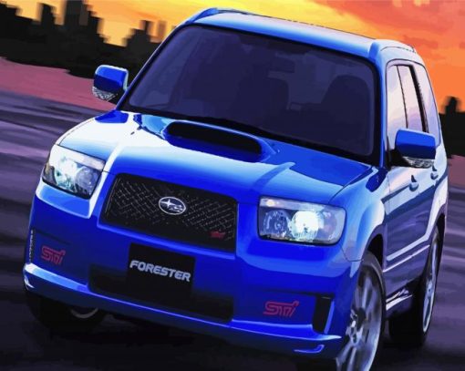 Blue Forester Car Diamond Painting