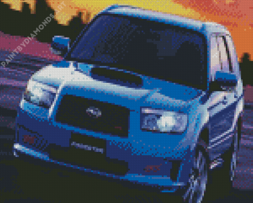 Blue Forester Car Diamond Painting