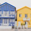 Blue Yellow Houses Aveiro Portugal Diamond Painting