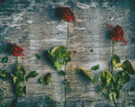 Dying Rose Flowers Diamond Painting