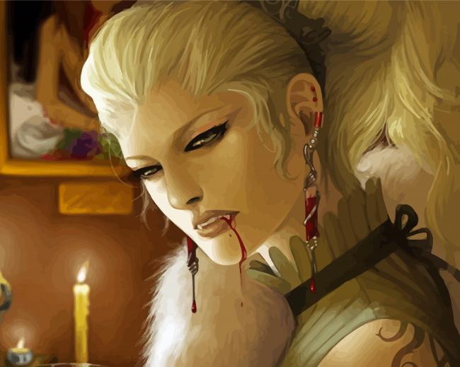 Female Vampire And Candles Diamond Painting