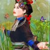 Girl In China Dress With Butterlies Diamond Painting