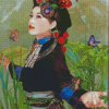 Girl In China Dress With Butterlies Diamond Painting