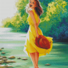 Girl In Yellow Dress Diamond Painting