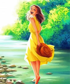Girl In Yellow Dress Diamond Painting