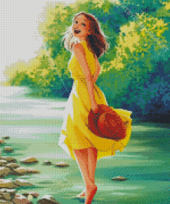 Girl In Yellow Dress Diamond Painting