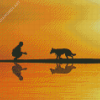 Man And Dog Silhouette Reflection Diamond Painting