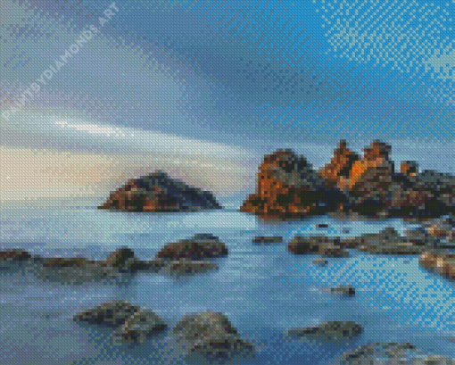 Mediterranean Seascape Rocks Diamond Painting