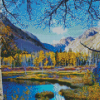 Mountains And Birch Trees Diamond Painting