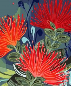 Pohutukawa Flower Illustration Diamond Painting