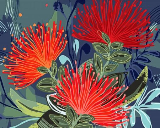 Pohutukawa Flower Illustration Diamond Painting