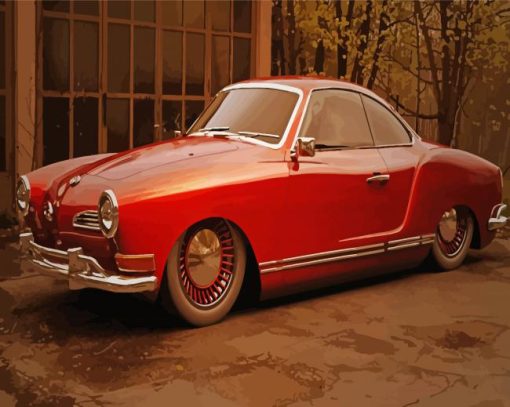 Red Volkswagen Karmann Ghia Diamond Painting