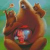 Three Bears Holding little Girl In Glass Jar Diamond Painting