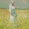 Woman In Meadow Diamond Painting