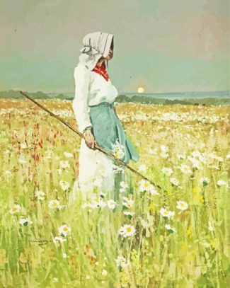 Woman In Meadow Diamond Painting
