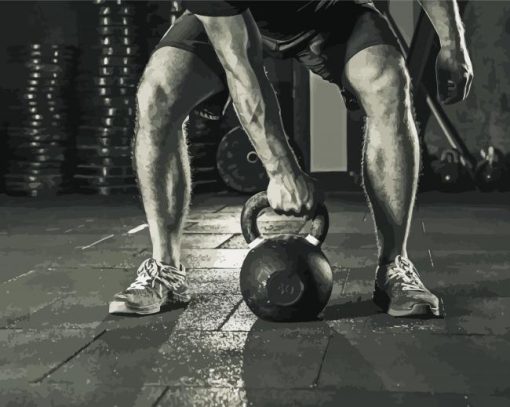 Black And White Lifting Weights Diamond Painting