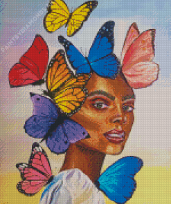 Black Woman With Butterfly Diamond Painting