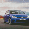 Blue Golf R VW Car Sunset Diamond Painting