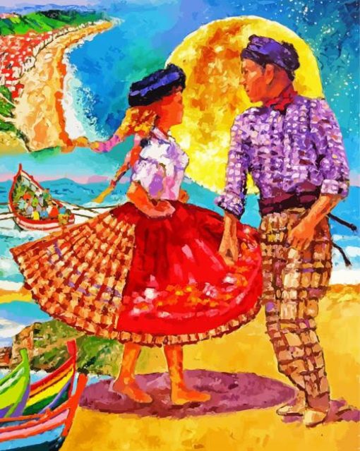 Couple In Nazare Art Diamond Painting