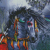 Grey Tribal Horses Diamond Painting