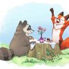 Happy Fox And Raccoon Diamond Painting