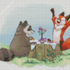 Happy Fox And Raccoon Diamond Painting