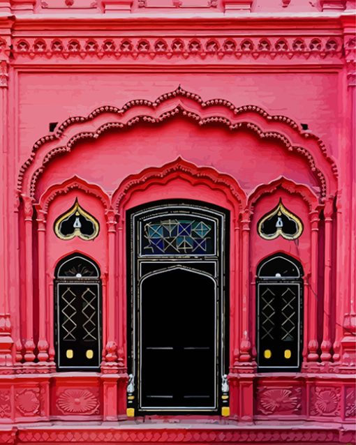 Pink And Black Building Diamond Painting