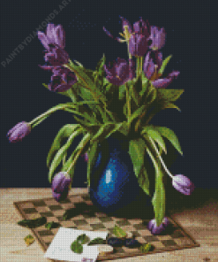 Purple Floral Vase Diamond Painting