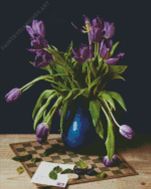 Purple Floral Vase Diamond Painting