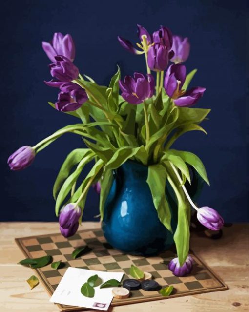 Purple Floral Vase Diamond Painting