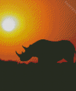 Rhino Sunset Silhouette Diamond Painting
