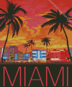 South Beach Miami Poster Diamond Painting