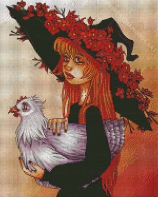 Witch And Chicken Diamond Painting