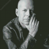 Black And White American Actor Bruce Willis Diamond Painting