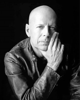 Black And White American Actor Bruce Willis Diamond Painting