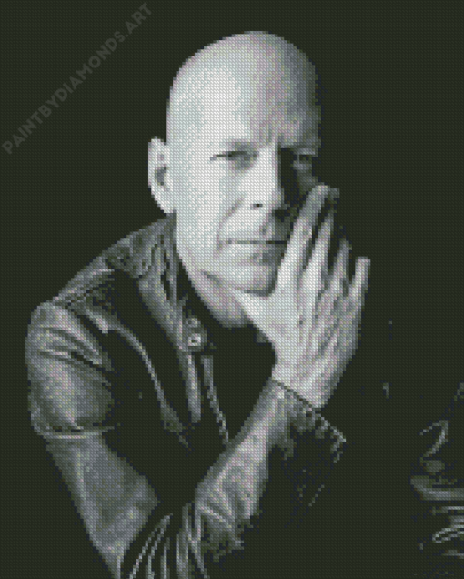 Black And White American Actor Bruce Willis Diamond Painting