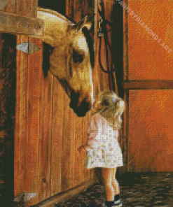 Blonde Little Girl And Horse Diamond Painting