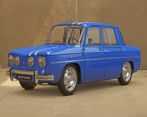 Blue Vintage Renault Car Diamond Painting