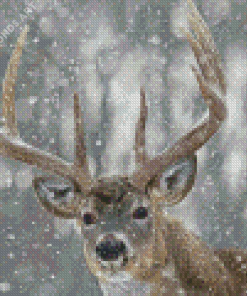 Deer In Snow Animal Diamond Painting