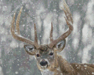 Deer In Snow Animal Diamond Painting