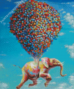 Elephant And Balloons Art Diamond Painting