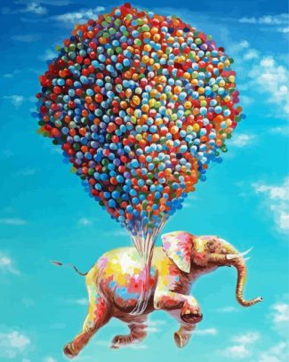 Elephant And Balloons Art Diamond Painting