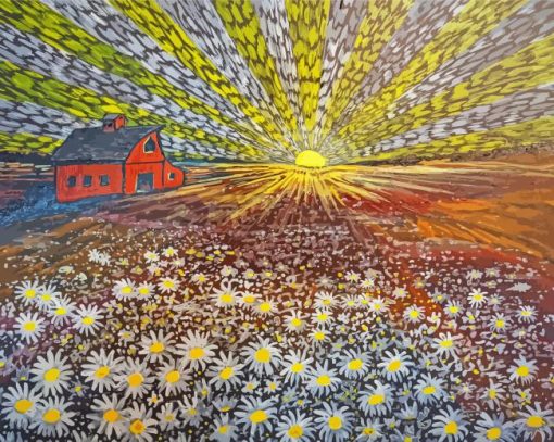 Field Of Daisies At Sunrise Diamond Painting