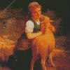 Girl With Sheep Illustartion Diamond Painting