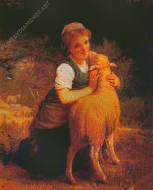 Girl With Sheep Illustartion Diamond Painting