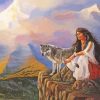 Indian Girl And Wolf Diamond Painting