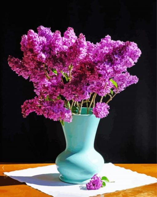 Lilac Flowers Vase Diamond Painting