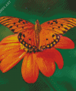 Orange Flower With Butterfly Diamond Painting