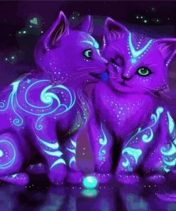 Purple Fantasy Cats Diamond Painting