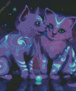 Purple Fantasy Cats Diamond Painting